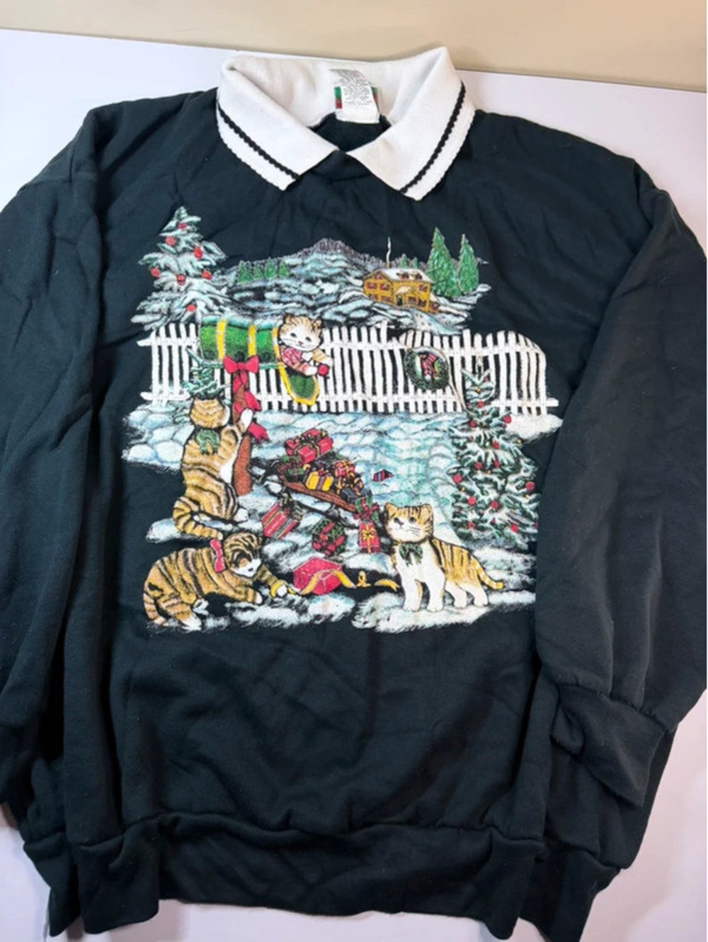 Vintage NutCracker Plus Size 3X Black Christmas Cats Holiday Sweater
